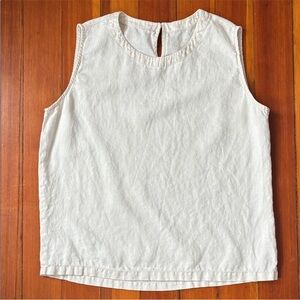 Classic Sleeveless White Linen Tank Top